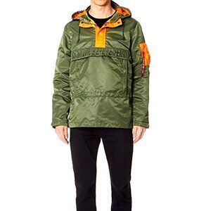 ALPHA INDUSTRIES SEAFARER anorak Sz S SAGE & ORANGE REMOVE B4 FLIGHT HIGH END !!